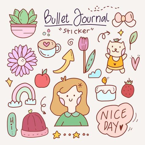 Cute Cartoon Eyes, Notes Making, Cute Laptop Stickers, Hand Drawn Icons, Animal Doodles, Unicorn Stickers, Diary Ideas, Bullet Journal Stickers, Bullet Journal Layout