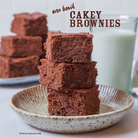 Cakey Brownies | Cakey Brownie Recipe | Eat the Love Cakey Brownie Recipe, Cakey Brownies, Dessert Squares, Brownies Recipe Homemade, A Glass Of Milk, Brownies Recipe, Brownie Recipe, Simply Recipes, Brownie Cake