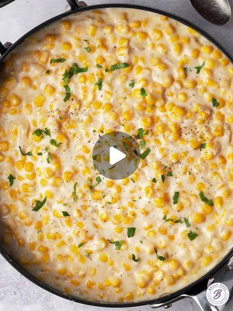 Amy | Belly Full on Instagram: "The only creamed corn recipe I ever use! From scratch, simple ingredients, perfectly seasoned, goes with everything, done in 15 minutes!" Garlic Parmesan Corn Recipe, Easy Cream Corn Recipe, Can Corn Recipe, Cream Corn Recipe, Best Corn Recipe, Corn And Rice, Creamed Corn Recipes, Cream Style Corn, Corn Recipe