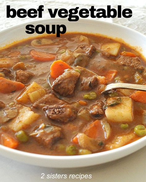 Stovetop Vegetable Beef Soup, Crockpot Vegetable Beef Soup Slow Cooker Easy Recipes, Vegetable Beef Soup No Tomato, Veggie Soup With Stew Meat, Beef Vegetable Soup Without Tomatoes, Tomato Vegetable Beef Soup, Thick Vegetable Beef Soup, Beef Tomato Soup Recipes, Vegetable Soup With Beef Tips