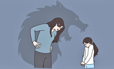 Huge Wolf, Authoritarian Parenting, Wolf Vector, Mom Drawing, Mother Daughter Art, Album Artwork Cover Art, Kids Cartoon Characters, Toxic Parents, Guilt Trips