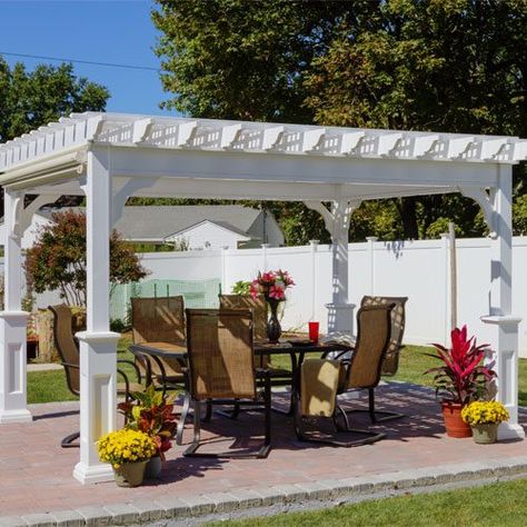 Wood & Vinyl Pergola Kits | Country Lane Gazebos Pergola With Retractable Canopy, Vinyl Pergola, White Pergola, Pergola Diy, Cheap Pergola, Pergola Swing, Country Lane, Modern Pergola, Pergola Attached To House