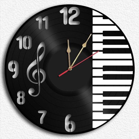 Excited to share the latest addition to my #etsy shop: Piano Theme Wall Clock Vinyl Record Clock https://etsy.me/3GcnR9g #black #circle #bedroom #wall #modern #wallclock #round #recycling #music Painting Clock Ideas, Circle Bedroom, Vinyl Record Crafts, Music Clock, Art Deco Borders, Record Crafts, Vinyl Clock, Clock Handmade, Vinyl Record Clock