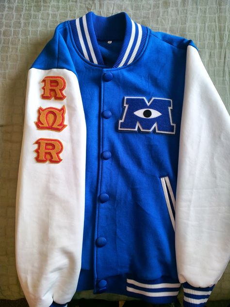 Monster's University Jacket ... Go ROAR OMEGA ROAR!!! Monster University Jacket, Monster's University, University Jacket, Monsters University, Monster University, Letterman Jacket, Disney Outfits, Streetwear Outfit, Retro Outfits