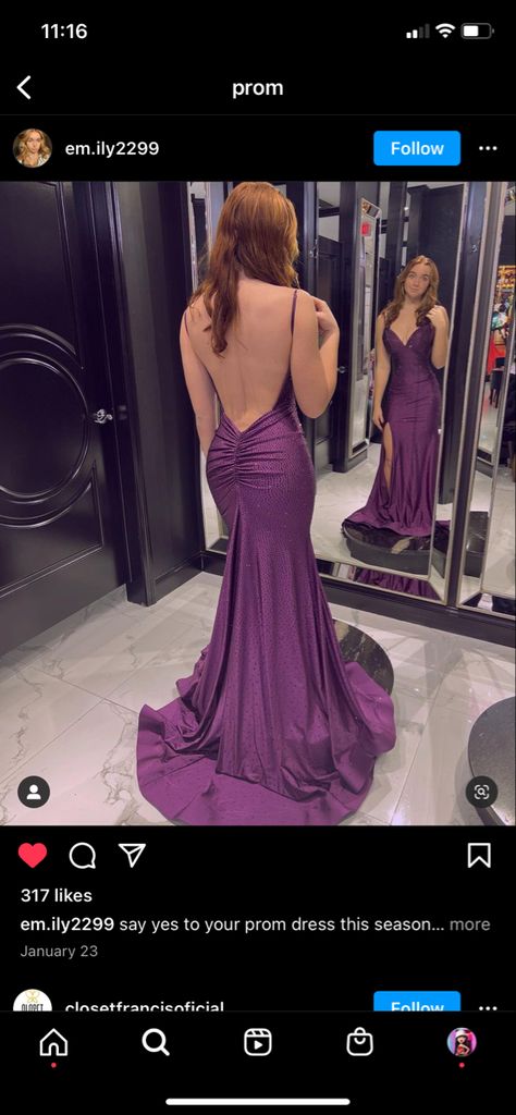 Rare Prom Dresses Colors, Purple Mermaid Dress Prom, 2023 Prom Dresses Purple, Lilac Prom Dress Aesthetic, Prom Dresses 2023 Mermaid, Purple Open Back Prom Dress, Long Purple Prom Dress, Low Cut Dresses Formal, Prom Dress With Low Back