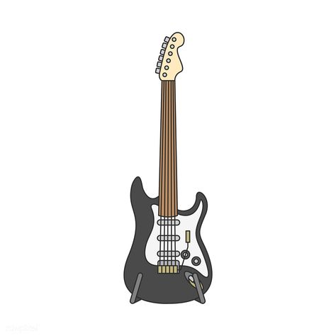 Electric guitar illustration isolated on white | free image by rawpixel.com / manotang Cartoon Electric Guitar, Electric Guitar Illustration, Guitar Doodle, Drums Pictures, Watercolor Music, Guitar Icon, Minimal Icon, Electric Guitar Art, Rockstar Party