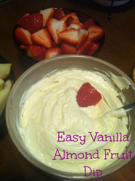 This is a great change up to all the hearty and filling apps and desserts you'll be having at holiday parties. This dip is simple, addictive, and light. I can eat it by the spoonful. Easy Vanilla Almond Fruit Dip. #recipe #appetizer #fruitdip Fruit Dip Recipe, Fruit Dips, Almond Fruit, Weight Watcher Desserts, Fruit Dips Recipes, Sweet Dips, Fruit Dip, Shower Food, Snacks Für Party