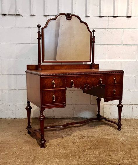 Identifying Antique Dresser Styles (With Pictures) Antique Dressing Table With Mirror, Antique Dresser With Mirror, Antique Dressing Table, Queen Anne Furniture, Art Deco Dresser, Dressing Table With Mirror, French Provincial Dresser, Table With Mirror, Dresser Design