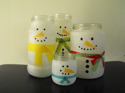 Snowman Candle, Christmas Craft Fair, Mason Jar Candles, Snowman Crafts, Mason Jar Crafts, Jar Crafts, Winter Fun, Winter Crafts, Xmas Crafts