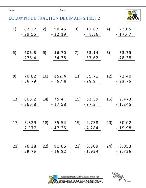 5th Grade Math Practice Subtracing Decimals FF1 Math Worksheets For Kids, 8th Grade Math Worksheets, Subtracting Decimals, Subtraction Worksheets, Free Math Worksheets, Math Practice, 8th Grade Math, Kids Math Worksheets, 5th Grade Math