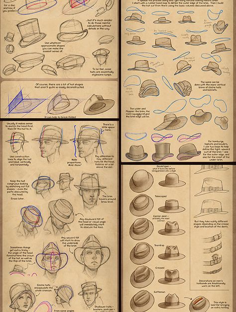 Draw Perspective, Body Studies, Drawing Hats, Hat Drawing, Drawing Book, Anime Base, Reference Poses, Drawing Clothes, Drawing Practice