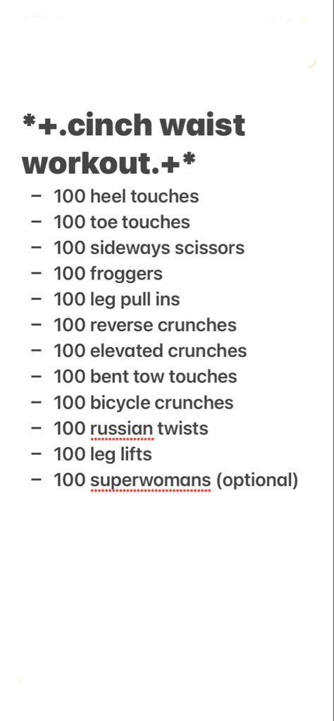 Cinch Waist Workout, Cinched Waist Workout, Teen Workout, Teen Workout Plan, Makeup 2024, Heel Touches, Workouts For Teens, Reverse Crunches, Bicycle Crunches