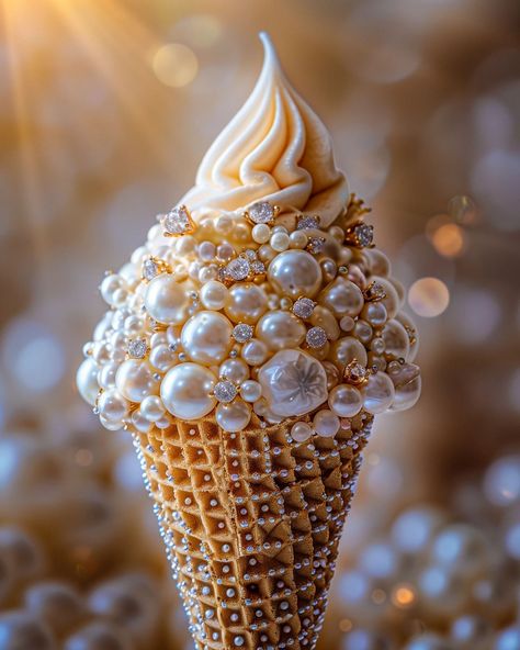 Pearly ice-cream #icecream #ice #pearls #jewelry #dessertgram #icecreamlover #icecreamtime #instadessert #sweettooth #dessertsofinstagram #dessertlovers #dessertporn #midjourney #midjourneyfood #aiartificialintelligence #aiart #thisisaiart #illustrious_aiart Shimmer Aesthetic, Fairytale Food, Four Leaf Clover Tattoo, Pearl Cake, Clover Tattoos, Pearls Jewelry, Carpet Looks, Lip Art, Food Themes