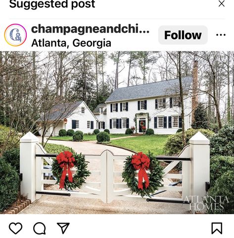 Christmas Gates, Norman Askins, Atlanta Buckhead, Brick Colonial, Dream Castle, Black Shutters, Glam Pad, Gate Designs, Planting Design