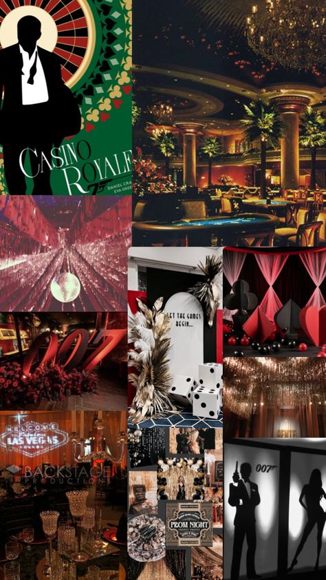 Prom Theme Casino Night, Monte Carlo Night Party, Viva Las Vegas Prom Theme, College Formal Themes, Monte Carlo Casino Aesthetic, Las Vegas Theme Prom, James Bond Prom Theme, Ball Themes Formal, Casino Night Gala