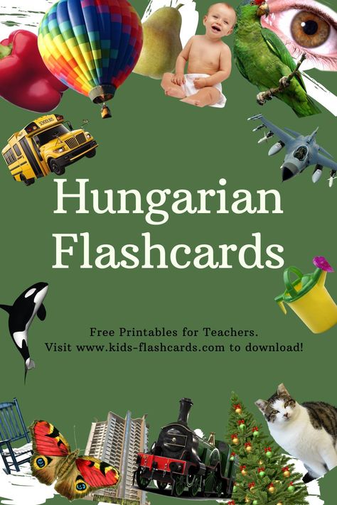 Free Printable Hungarian Flashcards for Kids (PDF files) Learn Farsi, Picture Vocabulary, Chinese Flashcards, Basic Vocabulary, Vocabulary Flash Cards, Turkish Lessons, French Flashcards, Learn Turkish Language, Gratis Printables