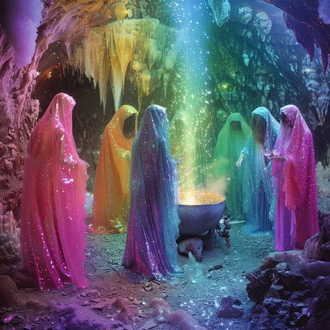 Rainbow Witch Aesthetic, Ecstatic Aesthetic, Rainbow Witch, Witchcraft Crystals, Scifi Artwork, Magic Mountain, Halloween Eve, Magic Aesthetic, Afraid Of The Dark