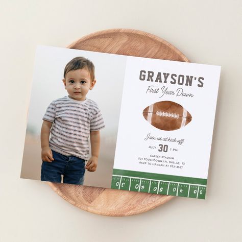 Football First Year Down 1st Birthday Photo Invitation - tap to personalize and get yours #Invitation #football #birthday, #sports #birthday #party, Football Birthday Party Invitations, Sports Birthday Invitations, 1st Birthday Photo, Football Birthday Party, Bday Invitations, Birthday Party Design, Photo Birthday Invitations, 1st Birthday Photos, Sports Birthday