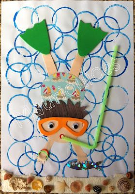 This fun snorkeler is made with paper, paint, craft foam, a straw, and more. It’s a wonderful mixed media project … Sea Crafts, Ocean Crafts, Camping Art, Foam Crafts, Preschool Art, Summer Art, Elementary Art, Summer Crafts, Teaching Art