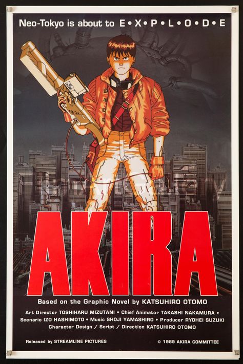 Akira Poster, Akira 1988, Art Movie Poster, Old Movie Poster, Akira Anime, Katsuhiro Otomo, Neo Tokyo, Movie Wall Art, Old Anime