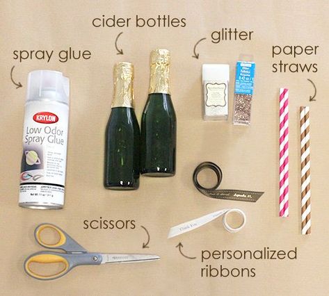 Glitter Champagne Bottles, Glitter Bottles, Glitter Wine Bottles, Spray Glue, Fun Bridal Shower Games, Glitter Champagne, Glitter Bottle, Diy Gold, Glitter Spray