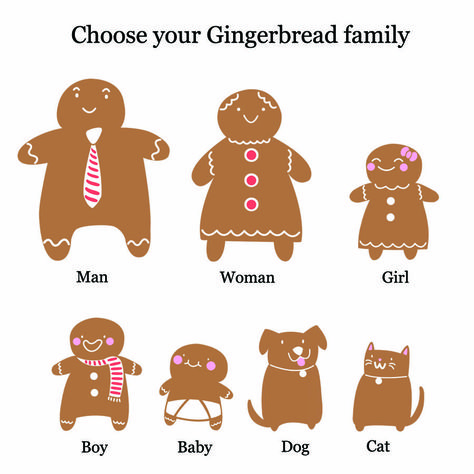 Personalised Gingerbread Family Christmas Card Packs Gingerbread Family Drawing, Gingerbread Dog, Christmas Papercraft, Gingerbread Family, Family Christmas Card, All Things Gingerbread, Gingerbread Decorations, Family Drawing, Family Christmas Cards