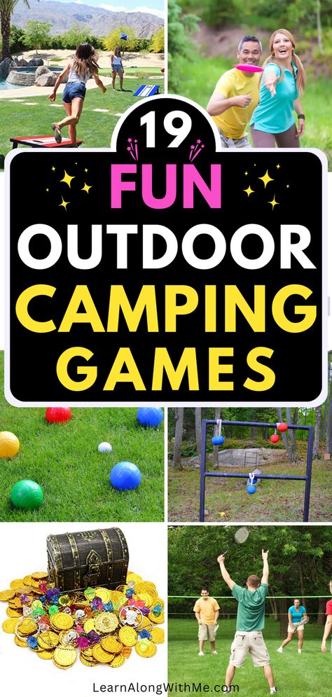 if you want to add some fun to your camping adventures, check out these outdoor camping games.  Games allow kids to be kids and adults to roll back the clock too.   Have some fun on your next camping trip with these outdoor camping games. Fun Camping Games For Kids, Camping Family Games, Camping Games For Family, Camp Games For Adults, Camp Games For Teens, Fun Camping Ideas For Kids, Fun Camping Ideas, Camping Games For Kids, Camping Games For Adults