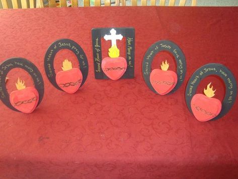 Sacred Heart Of Jesus Craft For Kids, Sacred Heart Crafts For Kids, Sacred Heart Craft, Heart Crafts For Kids, Catholic Kids Crafts, Saints For Kids, Liturgical Living, Just Another Day In Paradise, Jesus Crafts