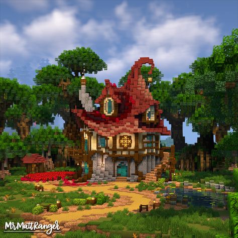 A Cute Survival Minecraft Fantasy House Interesting Minecraft Houses, Mangrove Forest Minecraft, Magical Village Minecraft, Goblin Core Minecraft House, Fantasy Houses Minecraft, Minecraft Mario Builds, Mangrove Wood House Minecraft, Mangrove Builds Minecraft, Minecraft Tea House