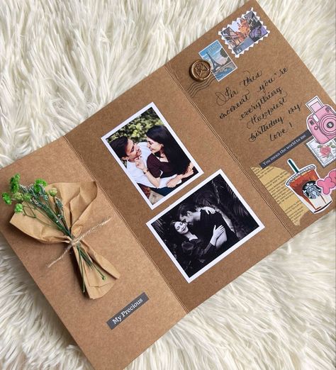 Diy Photo Valentines Cards, How To Make Birthday Cards For Boyfriend, Diy Letter For Best Friend, Photo Card For Boyfriend, Anaversery Card, Birthday Cards Aesthetic Diy, Easy Cute Paper Crafts, Aesthetic Birthday Cards Handmade For Best Friend, Bday Card Ideas For Boyfriend