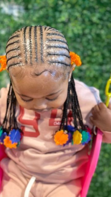 Braids With Barrettes, Toddler Girl Braids With Beads, Toddler Braid Styles With Beads, Toddler Braided Ponytail, Toddler Girl Braids, Toddler Braids With Beads, Under Shaved Hair, Kids Hairstyles With Beads, Toddler Braided Hairstyles With Beads