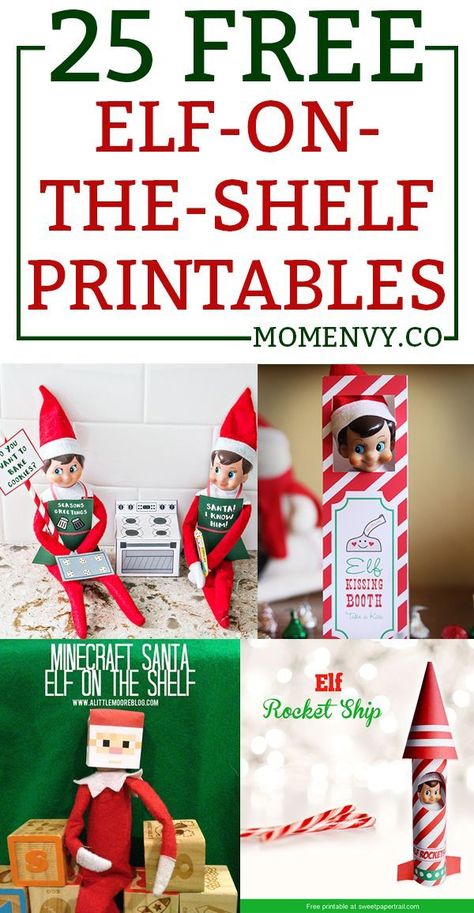 25 Free Elf on a Shelf printables. Running out of ideas for your elf this Christmas? Check out these 25 easy, ready to print, and FREE Elf on the Shelf printables. #elfontheshelf #elfonashelf #christmas #elfontheshelfprintables #freebies Elf On Shelf Printables, Elf On The Shelf Printables, Elf Printables, Easy Elf On The Shelf, Printable Props, Easy Elf, Elf Kit, Awesome Elf On The Shelf Ideas, Elf Props