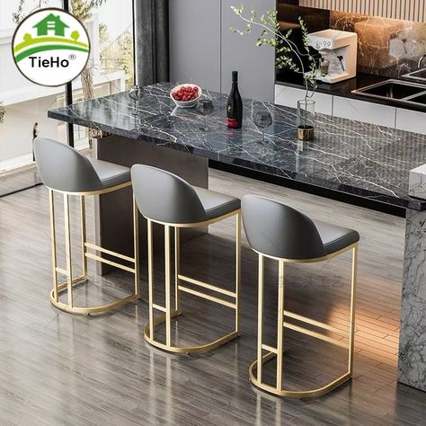 Kitchen Stools For Island, Stools For Island, Kitchen Counter Chairs, Dining Counter, Iron Bar Stools, Short Stools, Glam Modern, Kitchen Island With Seating, Island With Seating