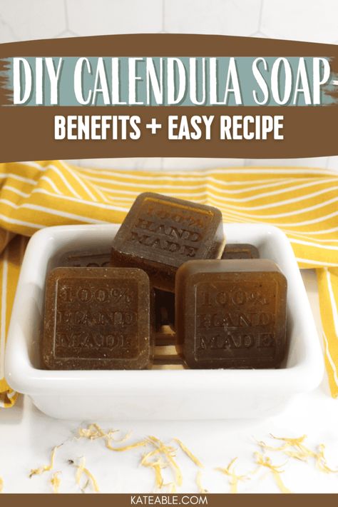 Learn some of the top calendula soap benefits, along with your own DIY calendula soap recipe! Making your own homemade calendula soap will help you get the most benefits possible, and it's so easy to do. Skincare Homemade, Flowers Recipes, Calendula Soap, Diy Bug Spray, Shower Melts, Soap Benefits, Homemade Skincare, Edible Flowers Recipes, Diy Essential Oil Recipes