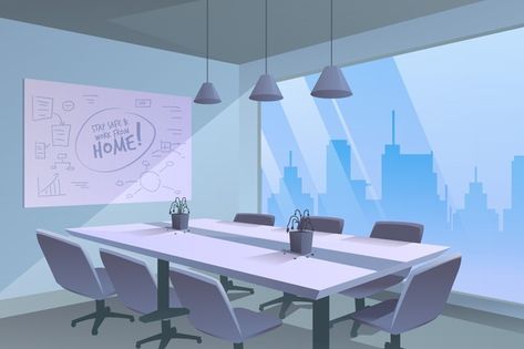 Empty office due to pandemic Free Vector | Free Vector #Freepik #freevector #office #health #virus #flu Farm Logo Inspiration, Office Cartoon, Office Room Design, Bright Office, Office Flats, Modern Office Space, Modern Office Interiors, Office Background, Glass Curtain Wall