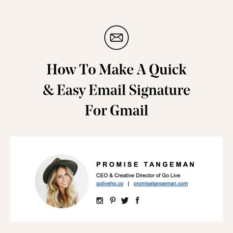 How To Make A Quick & Easy Email Signature For Gmail — GoLive: Squarespace Website Templates Gmail Signature, Email Signature Templates, Squarespace Website Templates, Create A Signature, Social Media Marketing Content, Squarespace Website, Photoshop Illustrator, Website Templates, Photography Inspo