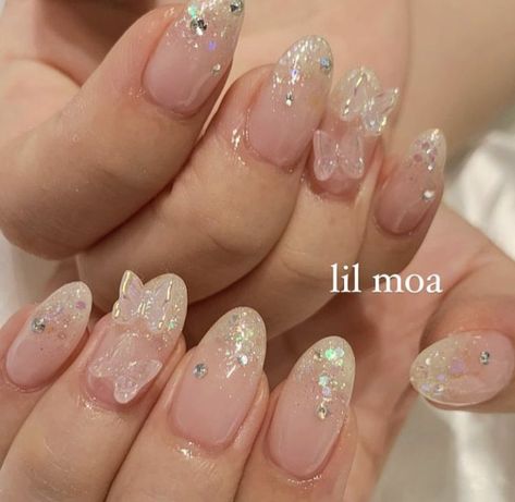 (♡˙³˙) not myyyyyssss Cottagecore Nails, Korean Nail Art, Asian Nails, Hello Nails, Perfect Manicure, Aesthetic Nails, Blush Nails, Mermaid Nails, Pretty Gel Nails