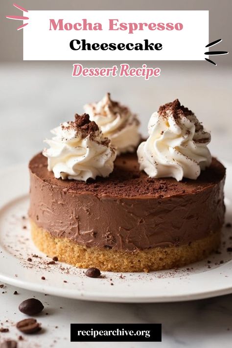 Mocha Espresso Cheesecake Mocha Cheesecake Recipe, Espresso Coffee Cake, Scorpio Cake, Chocolate Velvet Cake, Cozy Dinner Party, Espresso Cheesecake, Red Wine Chocolate Cake, Mocha Cheesecake, Cheesecake Desserts Recipes