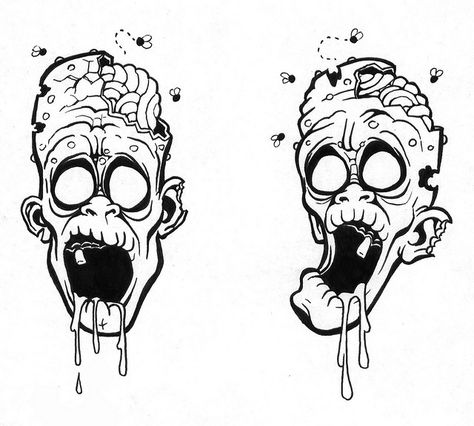 ZOMBIE TATTOO by boooogerbrain, or KW Monster, via Flickr Zombie Flash Tattoo, Simple Zombie Tattoo, Zombie Tattoo Design, Zombie Face Drawing, Zombie Drawing Sketch, Graffiti Zombie, Zombie Tattoo Ideas, How To Draw Monsters, Zombie Girl Tattoos