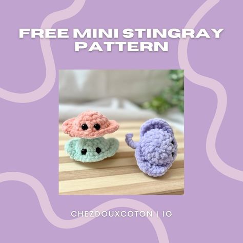 Amigurumi Stingray Free Pattern, Mini Stingray Crochet Pattern, Stingray Free Crochet Pattern, Crochet Mini Stingray Free Pattern, Sting Ray Crochet Pattern Free, Crochet Stingray Pattern Free, Teen Sewing Projects, Stingray Crochet, Crochet Stingray