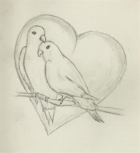 How To Draw Love Birds With Pencil ~ Drawing Tutorial Easy Cute Love Sketches, Love Birds Drawing, Birds Sketch, Sketch Bird, Pencil Drawing Pictures, Pencil Drawings Of Love, Easy Pencil Drawings, Drawing Birds, Beautiful Pencil Drawings