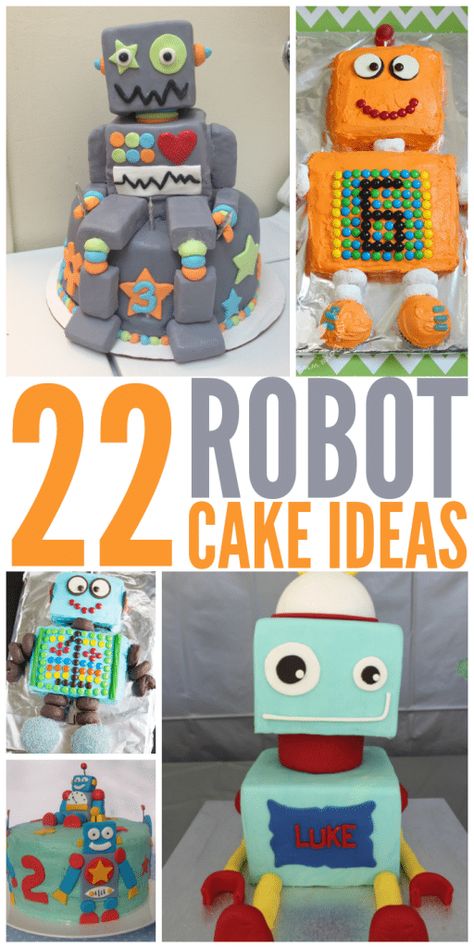 Robot Cake Ideas, Robot Cakes, Cake Robot, Robot Cupcakes, Robot Cake, Robot Birthday Party, Robot Theme, Robot Party, Diy Robot