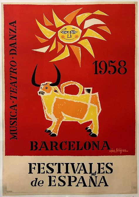 Poster Miscellanea 031 - Barcelona - festivales de espagna… | Flickr Spain Typography, Espana Aesthetic, Spanish Typography, Spanish Illustration, Spain Illustration, Spain Vibes, Barcelona Illustration, Images Pop Art, Spain Poster