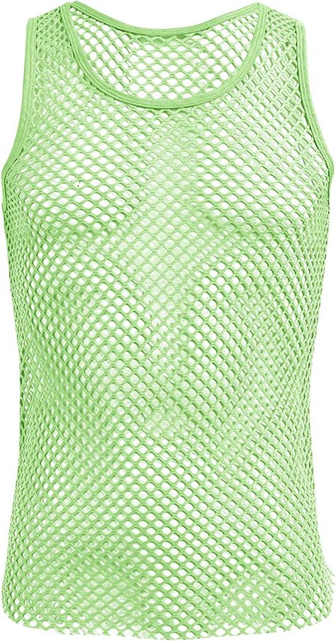 ABAFIP Men's Sleeveless Fishnet Tank Top Mesh Sheer Undershirt Semi See Thru Workout Gym Slim Fitted Muscle Tee Shirt at Amazon Men’s Clothing store Edm Concert Outfit, Edm Concert, Edm Outfit, Concert Outfit Fall, Summer Night Outfit, Edm Outfits, Muscle Tees, Mens Summer, Concert Outfit