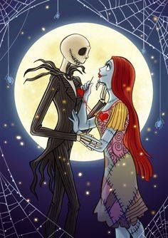 Jack & Sally Jack Y Sally, Jack Nightmare Before Christmas, Nightmare Before Christmas Drawings, Nightmare Before Christmas Tattoo, Nightmare Before Christmas Wallpaper, Christmas Tattoo, Tim Burton Art, Sally Nightmare, Sally Nightmare Before Christmas