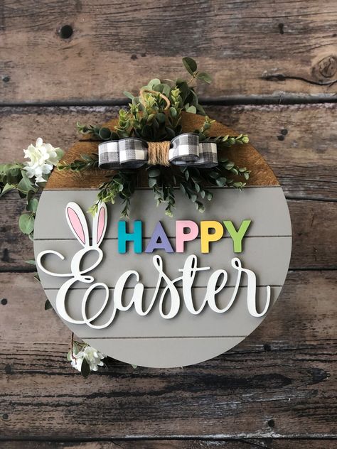 3D Happy Easter Door Hanger With Peeps Easter Decor Happy - Etsy Greenery With White Flowers, Easter Front Door Wreath, Easter Front Door, Easter Door Wreaths, Happy Easter Sign, Bunny Door Hanger, Door Hangers Diy, Easter Door Hanger, Easter Sign