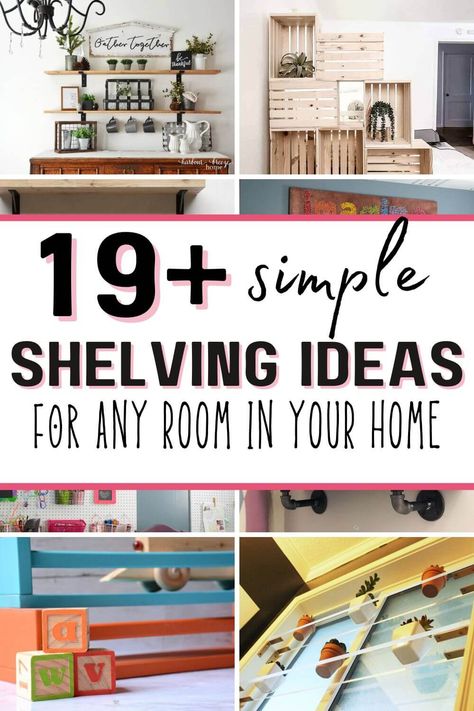 Easy Diy Shelving, Storage Shelving Ideas, Diy Shelving Ideas, Diy Shelves Bedroom, Ikea Shelving Unit, Diy Closet Shelves, Diy Shelving, Easy Shelves, Pallet Bookshelf