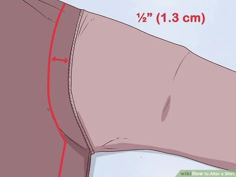 3 Ways to Alter a Shirt - wikiHow Big Shoulders, Big Shirt, Sewing Machines, Fashion Sewing, Sewing Machine, Button Down Shirt, Projects To Try, Couture, Sewing