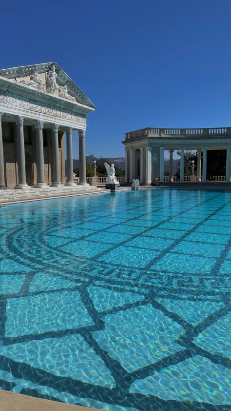 Greek Pool, Greece Pool, Modern Palace, Greek Architecture, Hearst Castle, Ancient Greek Architecture, Witch House, Indie Aesthetic, Pool Design