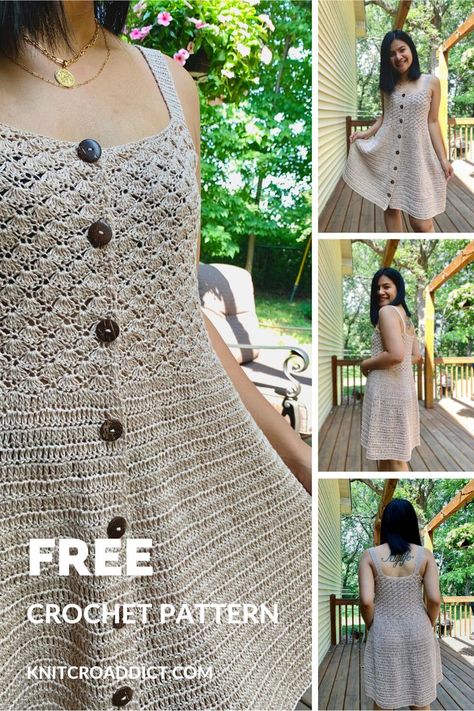 A perfect crochet dress pattern for summertime with an easy step by step video tutorial and written instructions. Summer Dress Patterns Free, Crocheted Clothes, Crochet Dress Pattern Free, Crochet Wearables, Crochet Summer Dresses, Crocheted Dress, Crochet Crop Top Pattern, Summer Dress Patterns, Crochet Skirts